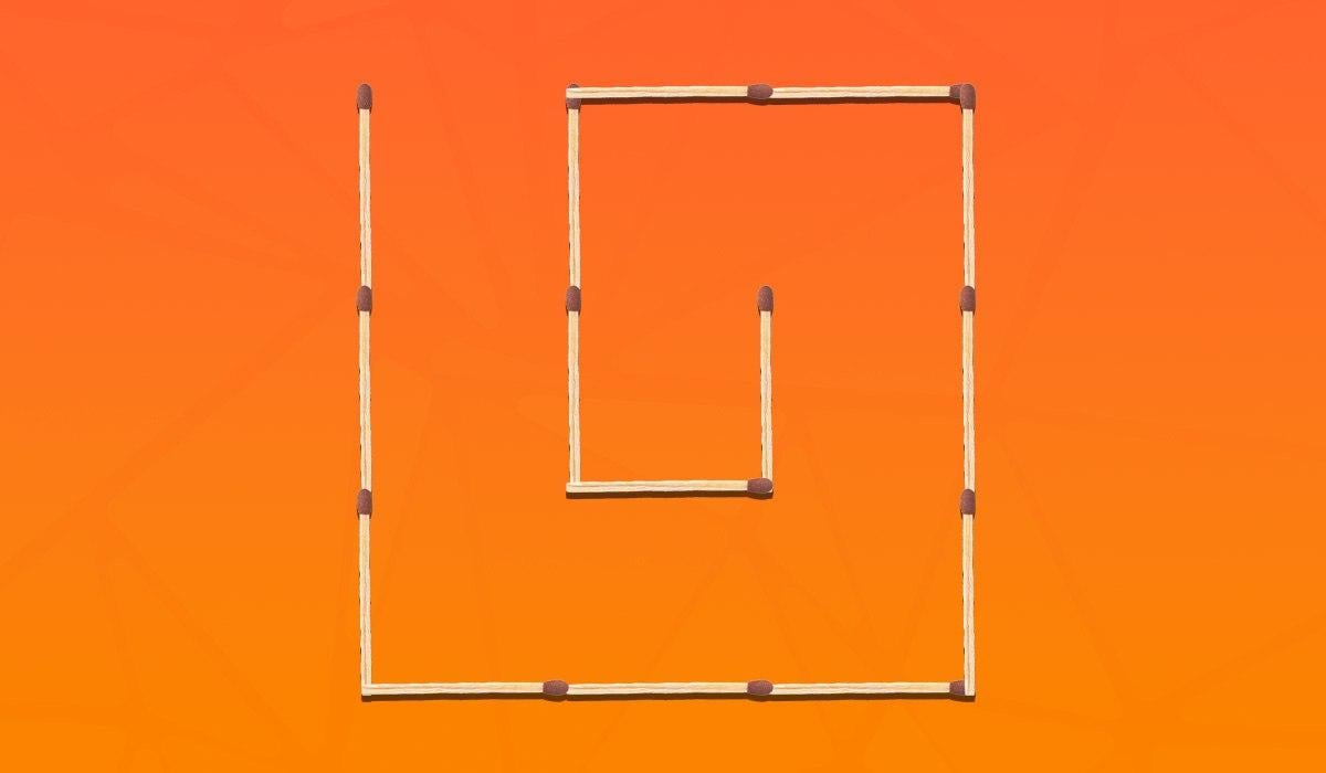 Je moet 3 lucifers verplaatsen om 2 vierkantjes te maken: een zeer uitdagende puzzel