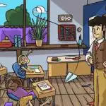 De leraar is een belangrijk voorwerp kwijt, jij moet het