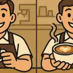 IQ-test: je moet in 45 seconden 3 verschillen vinden in een foto van een barista. IQ-test: je moet in 45 seconden 3 verschillen vinden in